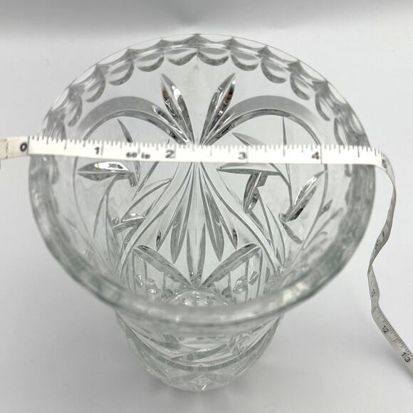 Antique ABP Hand-cut 24% Lead Crystal Glass Large Vase Handmade Vintage - Picture 6 of 10
